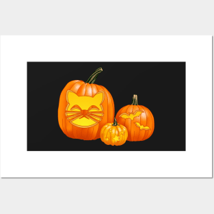 Spooky Jack-O-Lantern Trio (Black) Posters and Art